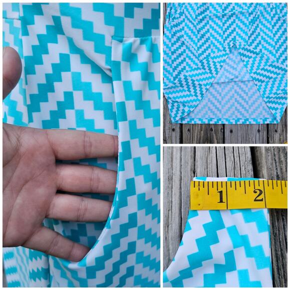 Blue Chevron Stripe Dress Jude Connally MaryPat Sz XS Sleeveless Pockets Stretch - Picture 5 of 8